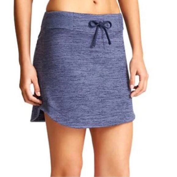 Athleta Downplay Drawstring Blue Heather Mini Skirt M - Picture 1 of 9